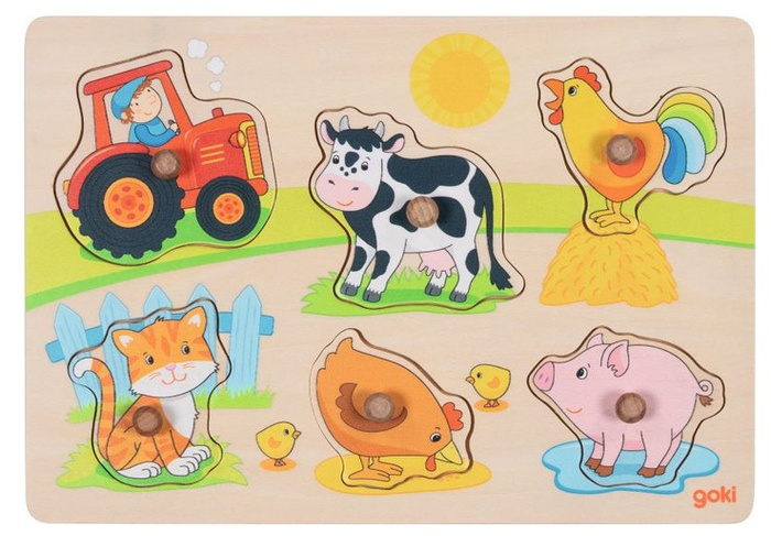 Dopasowywanka układanka drewniana Na Farmie Goki