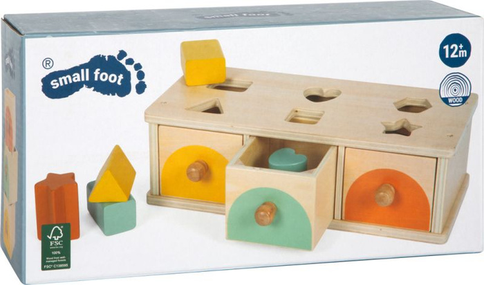Drewniany sorter kształtów i kolorów z szufladkami Montessori Small Foot