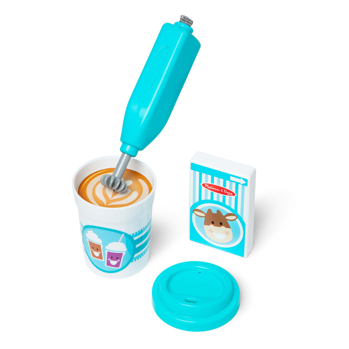 Napoje na wynos zestaw zabawkowy z wibrującym spieniaczem Hot & Cold Drinks 16 elementów Melissa & Doug