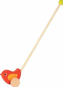 Drewniany pchacz na kiju dla dzieci Bird red Goki