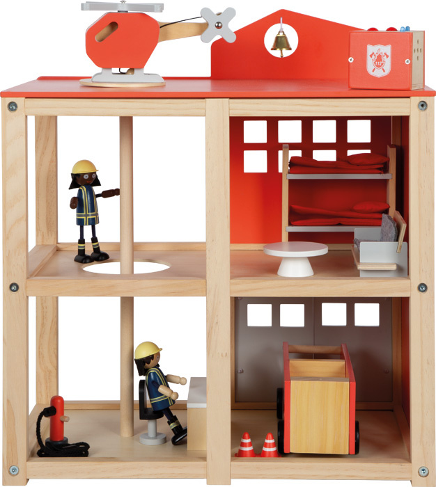 Duża drewniana remiza strażacka z akcesoriami i dźwiękiem Small Foot 