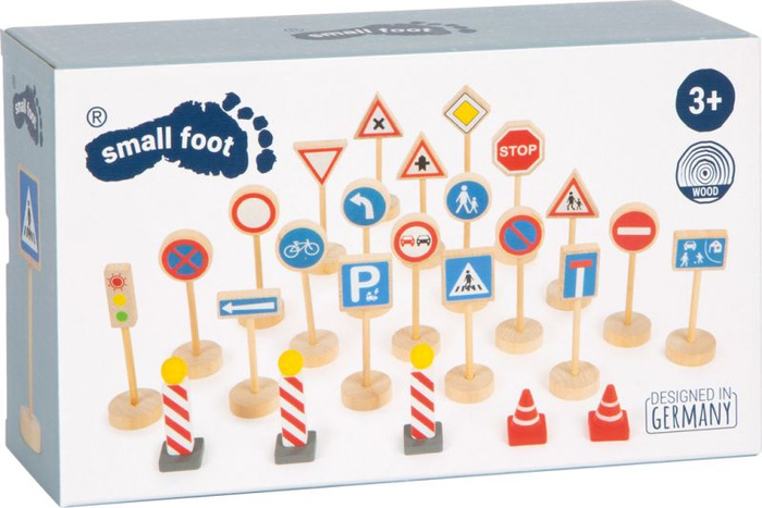 Drewniane znaki drogowe zestaw do zabawy dla dzieci Small Foot