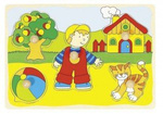 Układanka z elementami do wkładania, kot, dom...