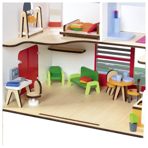 Drewniany przenośny domek dla lalek Eco House Goki