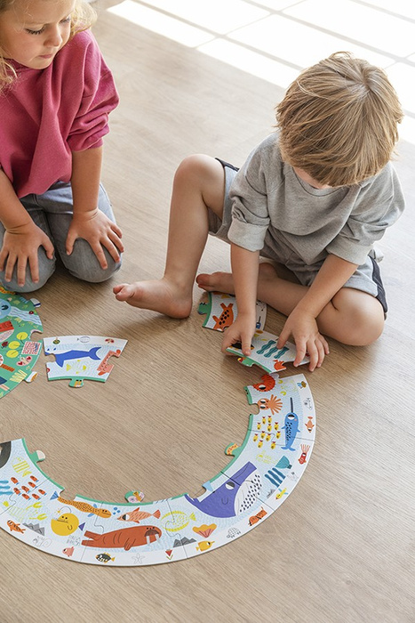 Okrągłe puzzle dla dzieci XXL Odkryj zwierzęta Goula