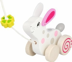 Drewniana zabawka na sznureczku Króliczek Goki
