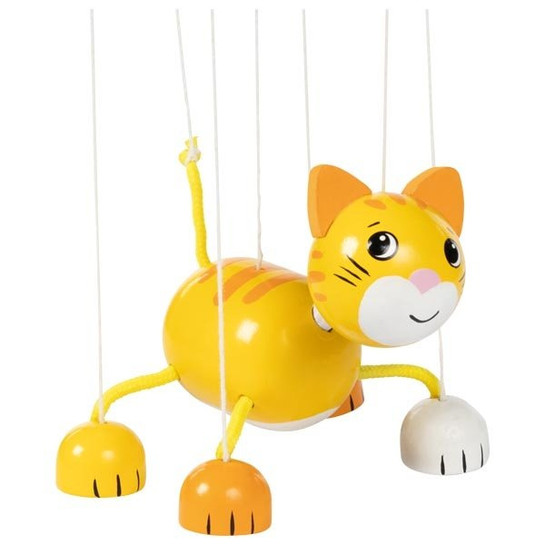 Drewniana marionetka kotek na sznurkach Goki