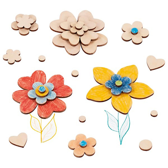 Drewniane kwiatki do pokolorowania Goki