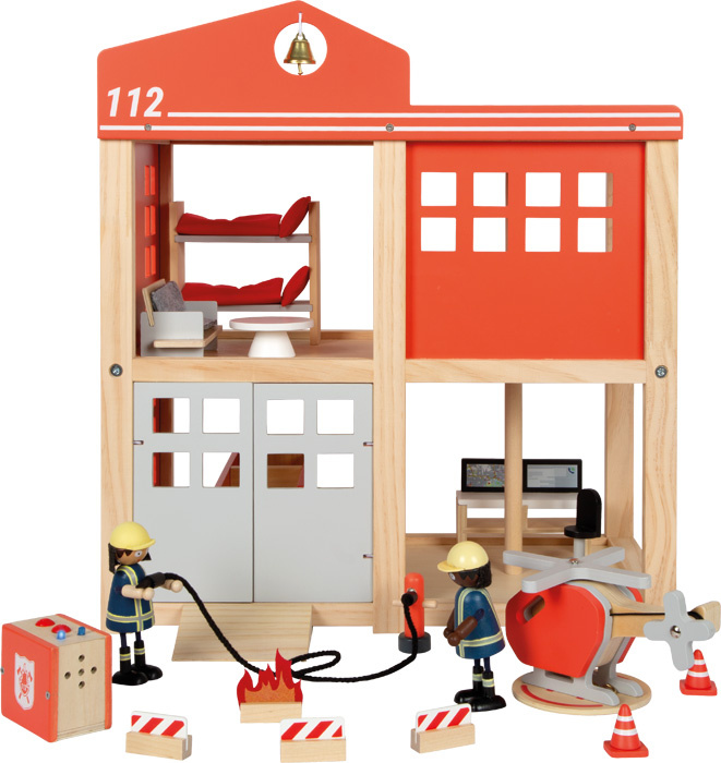 Duża drewniana remiza strażacka z akcesoriami i dźwiękiem Small Foot 