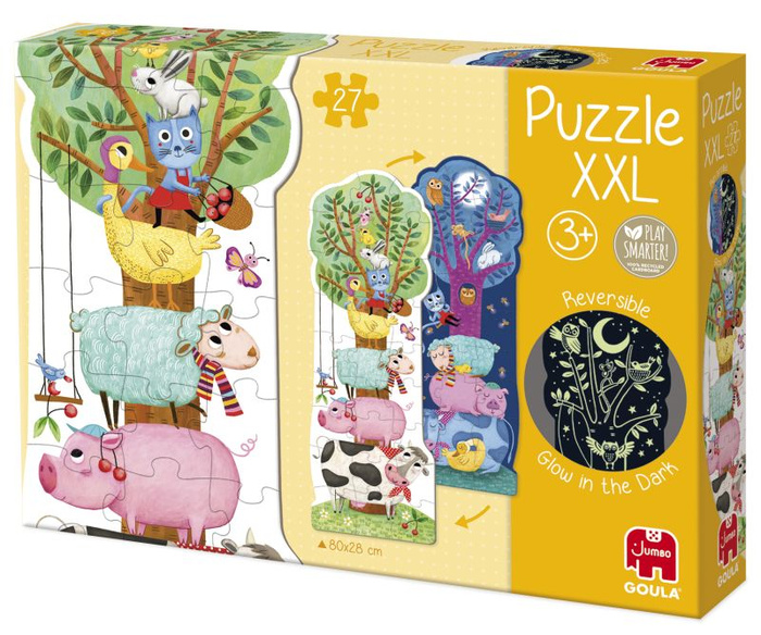 Puzzle dla dzieci XXL Farma dzień i noc Świecące w ciemności 27 el Goula 