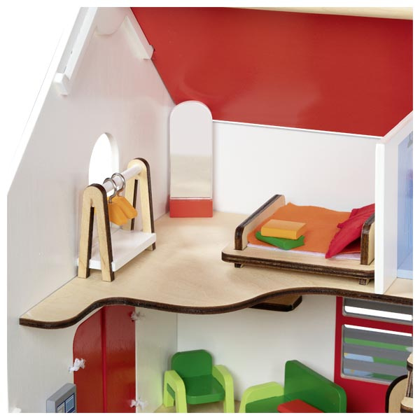 Drewniany przenośny domek dla lalek Eco House Goki