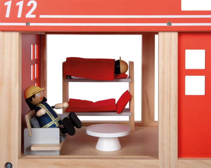 Duża drewniana remiza strażacka z akcesoriami i dźwiękiem Small Foot 