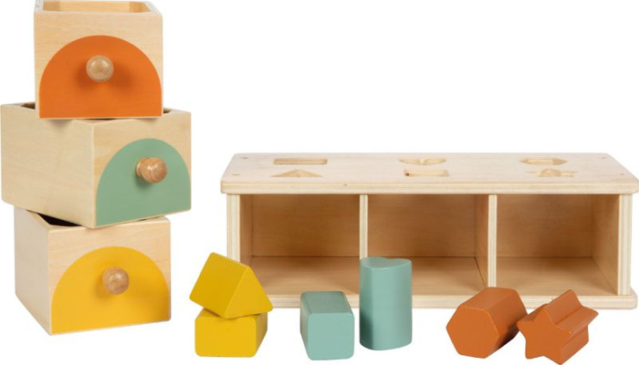 Drewniany sorter kształtów i kolorów z szufladkami Montessori Small Foot