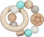 Drewniana grzechotka z elastycznym pierścieniem błękitna Gwiazdka Goki Baby