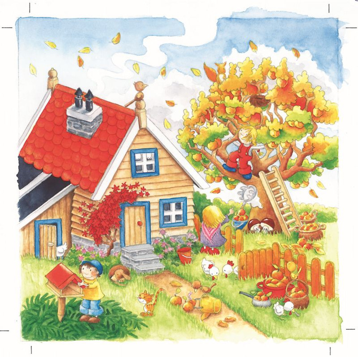 Puzzle warstwowe, 4 pory roku, 4 obrazki, 54 el.
