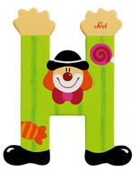 Drewniana literka H, Clown