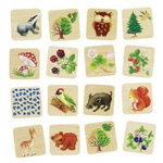 Memo w drewnianym pudełku, przyroda w lesie