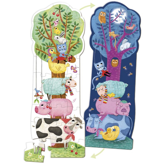 Puzzle dla dzieci XXL Farma dzień i noc Świecące w ciemności 27 el Goula 