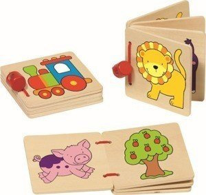 Drewniana książeczka z obrazkami, goki basic.
