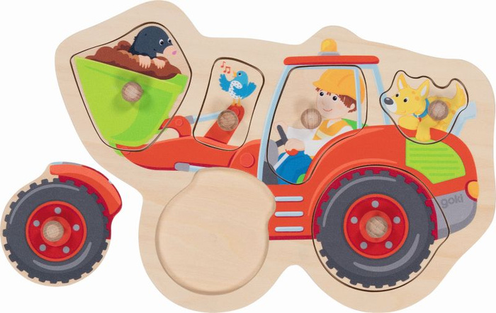 Drewniana układanka dla dzieci koparka Goki