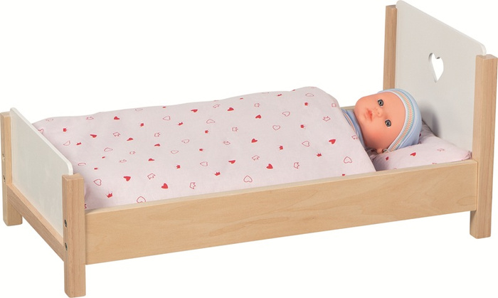 Drewniane Łóżeczko dla lalek Serduszko Goki