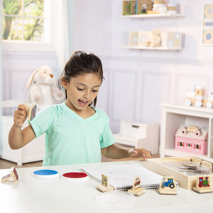 Mój pierwszy drewniany zestaw pieczątek Pojazdy Melissa and Doug