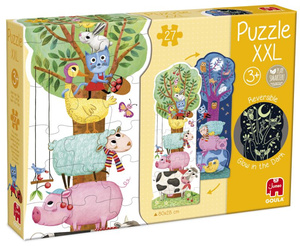 Puzzle dla dzieci XXL Farma dzień i noc Świecące w ciemności 27 el Goula 