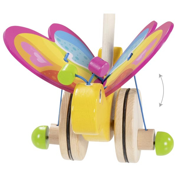 Drewniana zabawka na kiju do pchania Motyl Goki