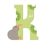 Drewniana literka K Alfabet i zwierzęta Sevi