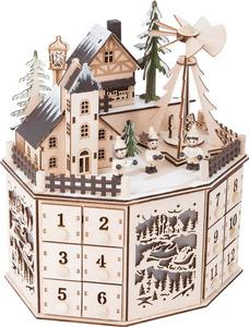 Drewniany kalendarz adwentowy dla dzieci światło Miasteczko Small Foot