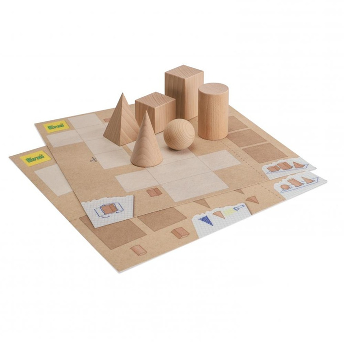 Drewniana Gra edukacyjna Bryły geometryczne Erzi