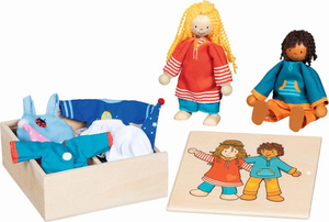 Laleczki elastyczne w skrzyneczce z dodatkowymi ubraniami do przebierania