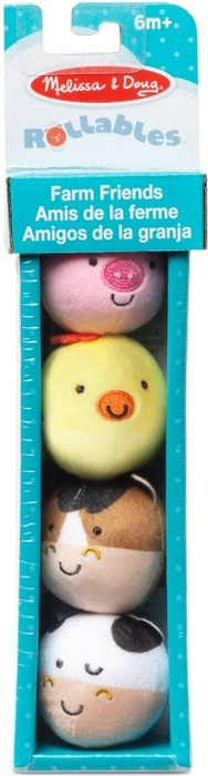 Cztery mięciutkie piłeczki Zwierzątka z farmy Rollables Farm Friends Melissa & Doug