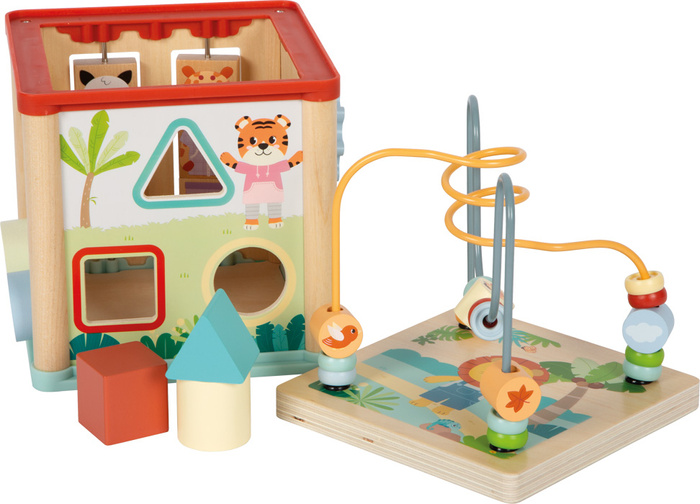 Drewniana kostka edukacyjna Przyjaciele Dżungli Small Foot