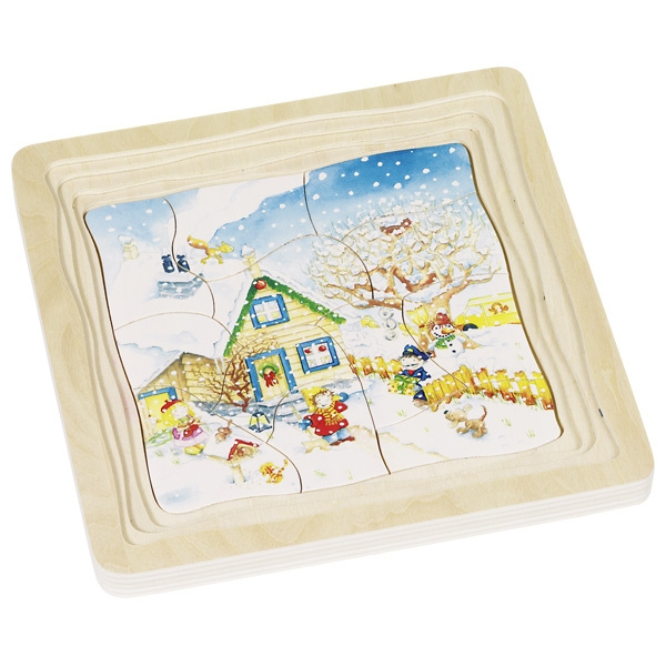Puzzle warstwowe, 4 pory roku, 4 obrazki, 54 el.
