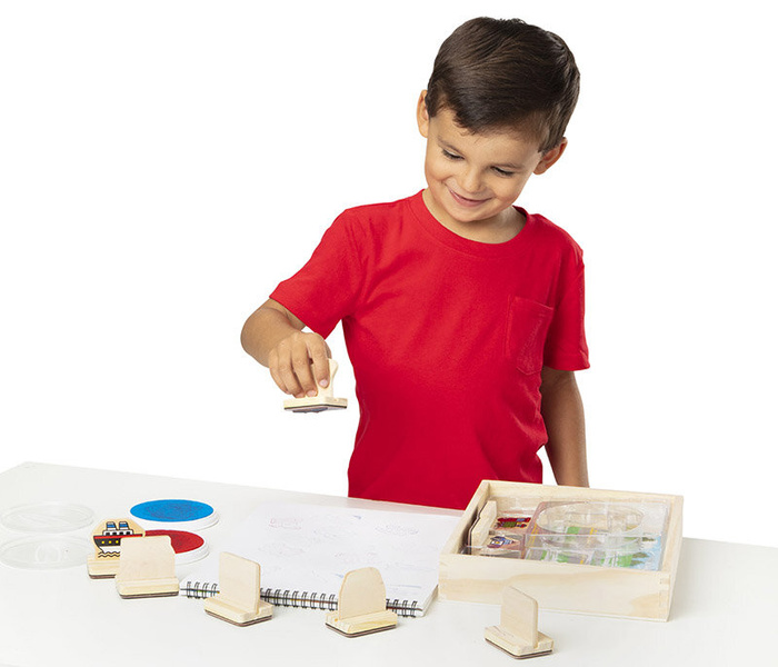 Mój pierwszy drewniany zestaw pieczątek Pojazdy Melissa and Doug