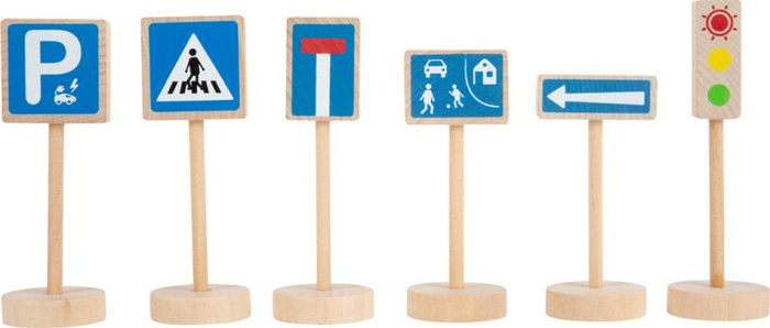 Drewniane znaki drogowe zestaw do zabawy dla dzieci Small Foot