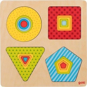 Drewniana układanka warstwowa Cztery kształty Goki