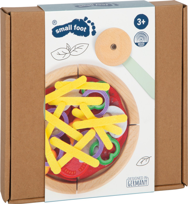 Drewniana pizza z dodatkami zabawki kuchenne dla dzieci Small Foot