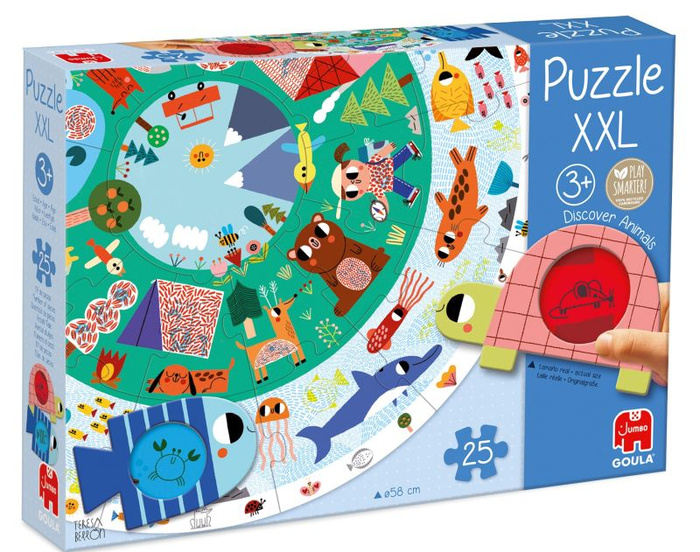 Okrągłe puzzle dla dzieci XXL Odkryj zwierzęta Goula