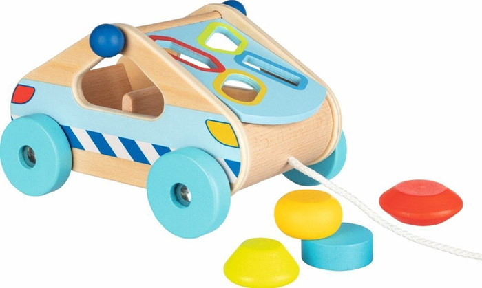 Samochód sorter do ciągnięcia z klockami Blue car Goki