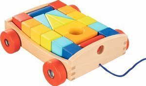 Wózek do ciągnięcia z 20 klockami Kolorowe sześciany Goki
