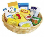 Drewniane produkty spożywcze i artykuły gospodarstwa domowego w koszyku 10 elementów Goki