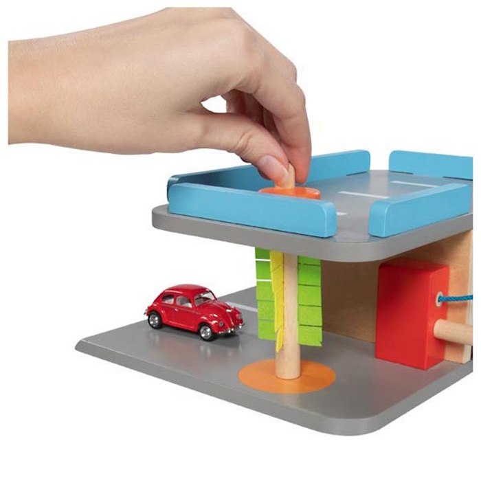 Kompaktowy parking dla autek drewniany Goki
