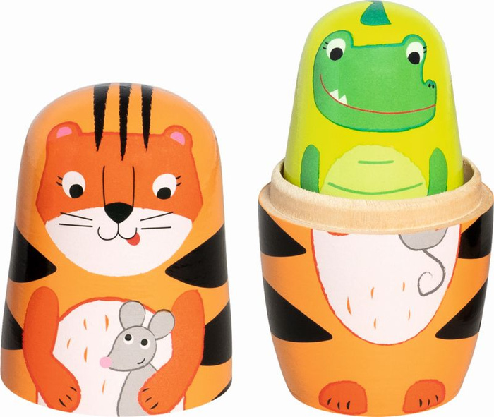 Drewniane matrioszki Tygrys Tavi i jego przyjaciele figurki Goki