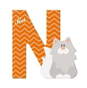 Drewniana literka N Alfabet i zwierzęta Sevi