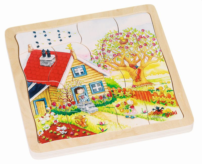 Puzzle warstwowe, 4 pory roku, 4 obrazki, 54 el.