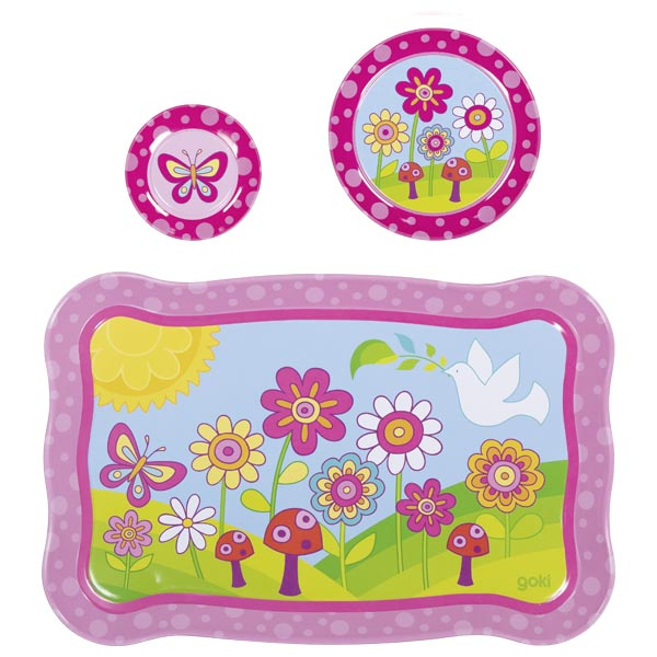 Metalowy Zestaw do herbaty Radosne Kwiatki Goki