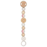 Łańcuszek do smoczka Serduszko biel i róż Goki Baby