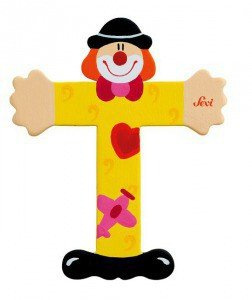 Drewniana literka T, Clown